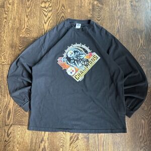 Vtg 2005 Pittsburgh Steelers AFC Champions Shirt XL Long Sleeve Black AAA Y2K